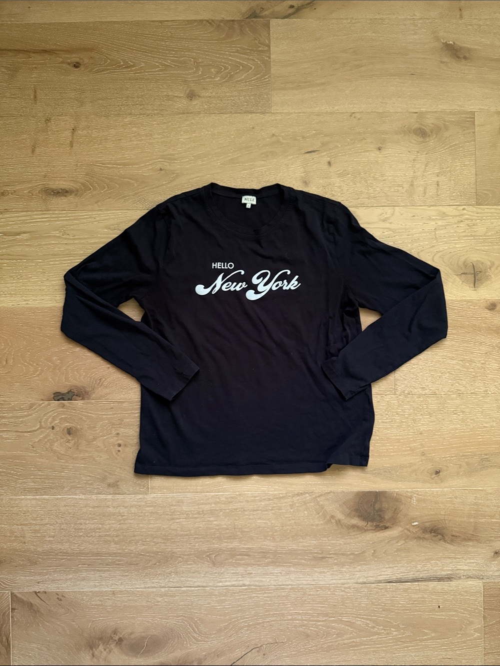 KULE Hello New York Long-Sleeve Tee - Black with White Script